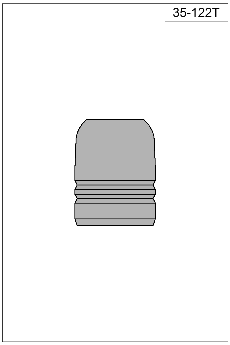 Accurate Molds catalog #35-122T Filled view of bullet 35-122T.