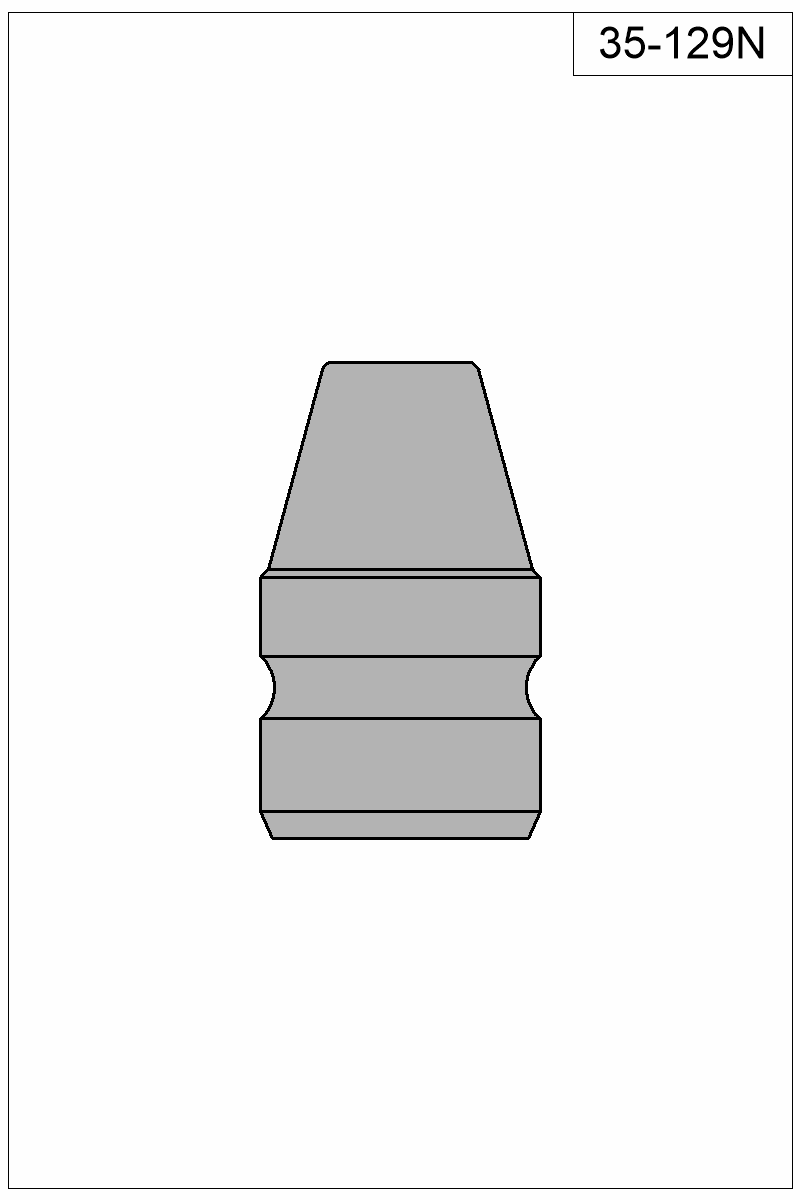 Accurate Molds catalog #35-129N Filled view of bullet 35-129N.