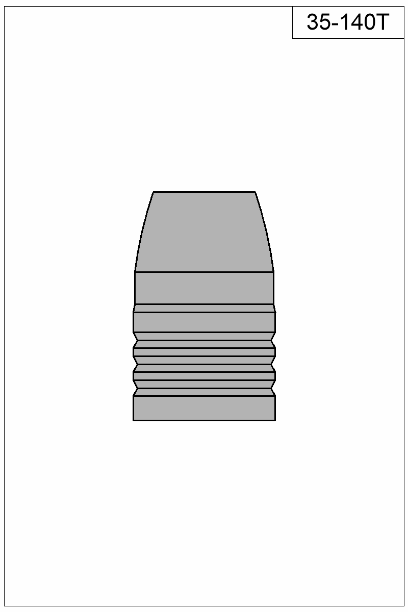 Accurate Molds catalog #35-140T Filled view of bullet 35-140T.