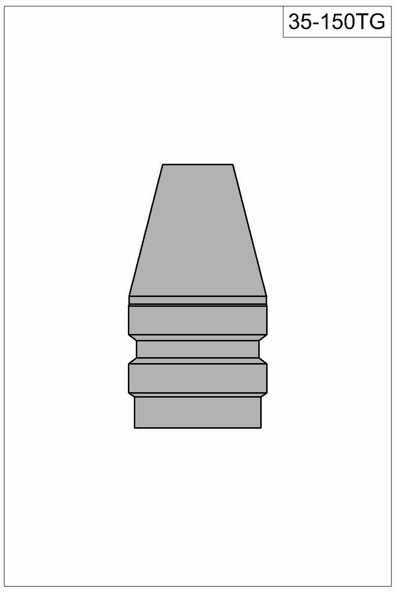 Accurate Molds catalog #35-150TG Filled view of bullet 35-150TG.