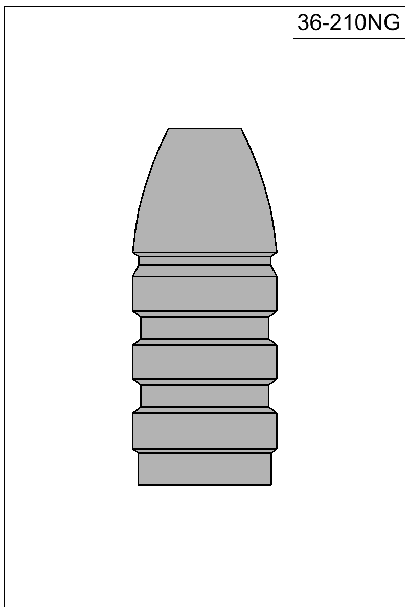 Accurate Molds catalog #36-210NG Filled view of bullet 36-210NG
