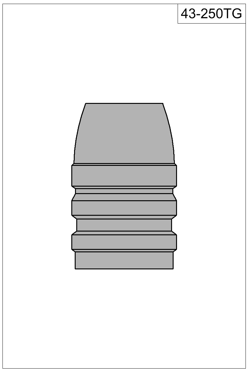 Accurate Molds catalog #43-250TG Filled view of bullet 43-250TG