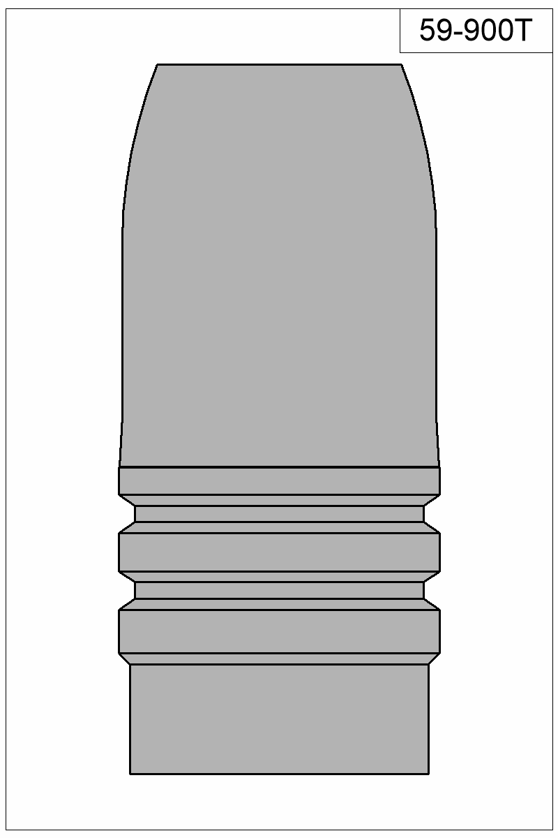Accurate Molds catalog #59-900T Filled view of bullet 59-900T