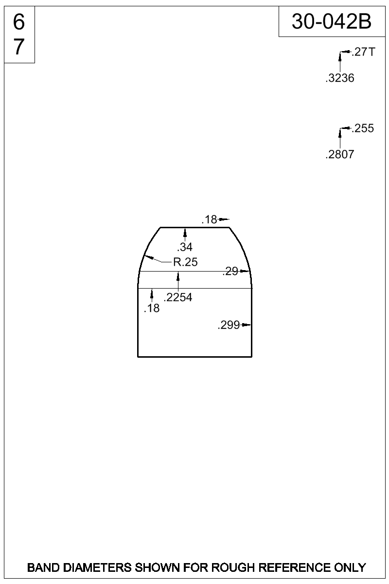 Dimensioned view of bullet 30-042B