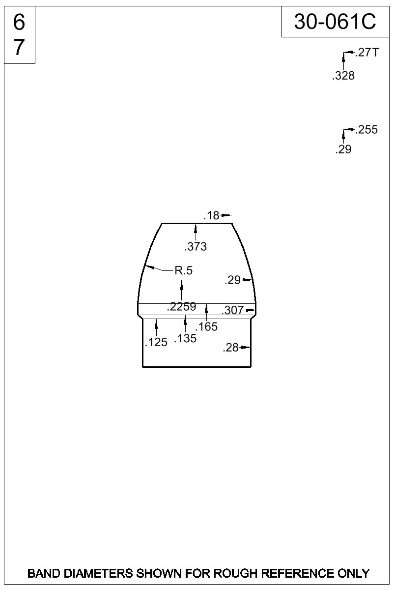 Accurate Molds catalog #30-061C Dimensioned view of bullet 30-061C