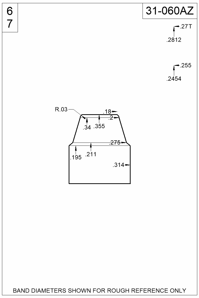 Dimensioned view of bullet 31-060AZ