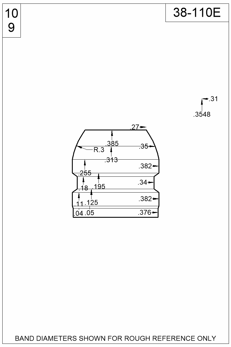 Dimensioned view of bullet 38-110E