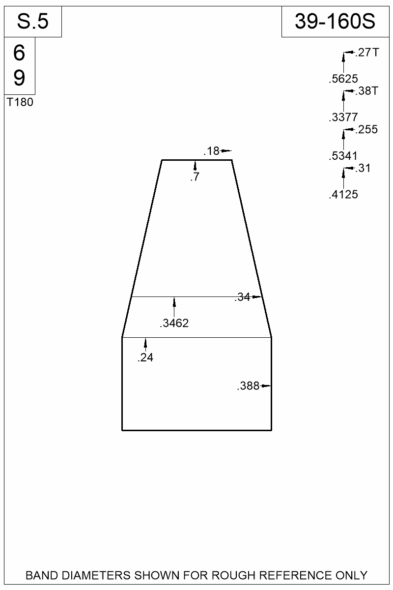 Dimensioned view of bullet 39-160S