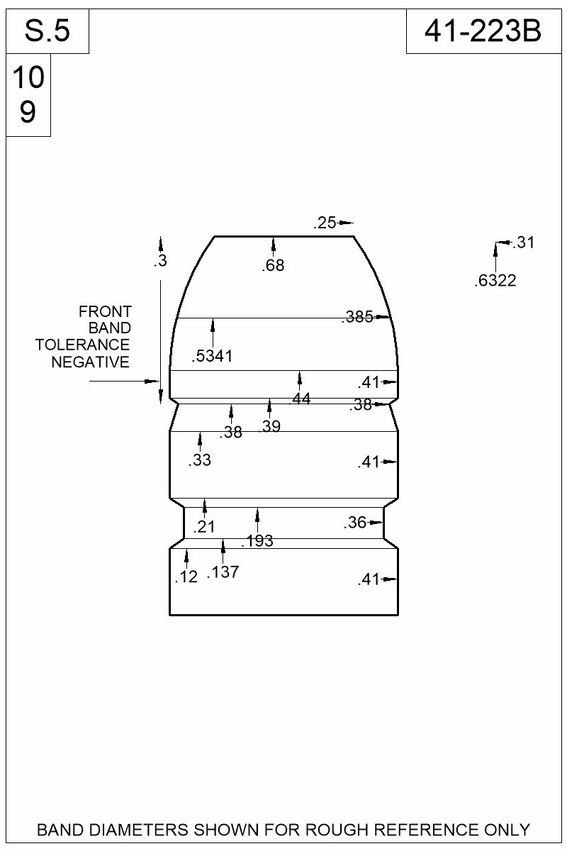 Dimensioned view of bullet 41-223B