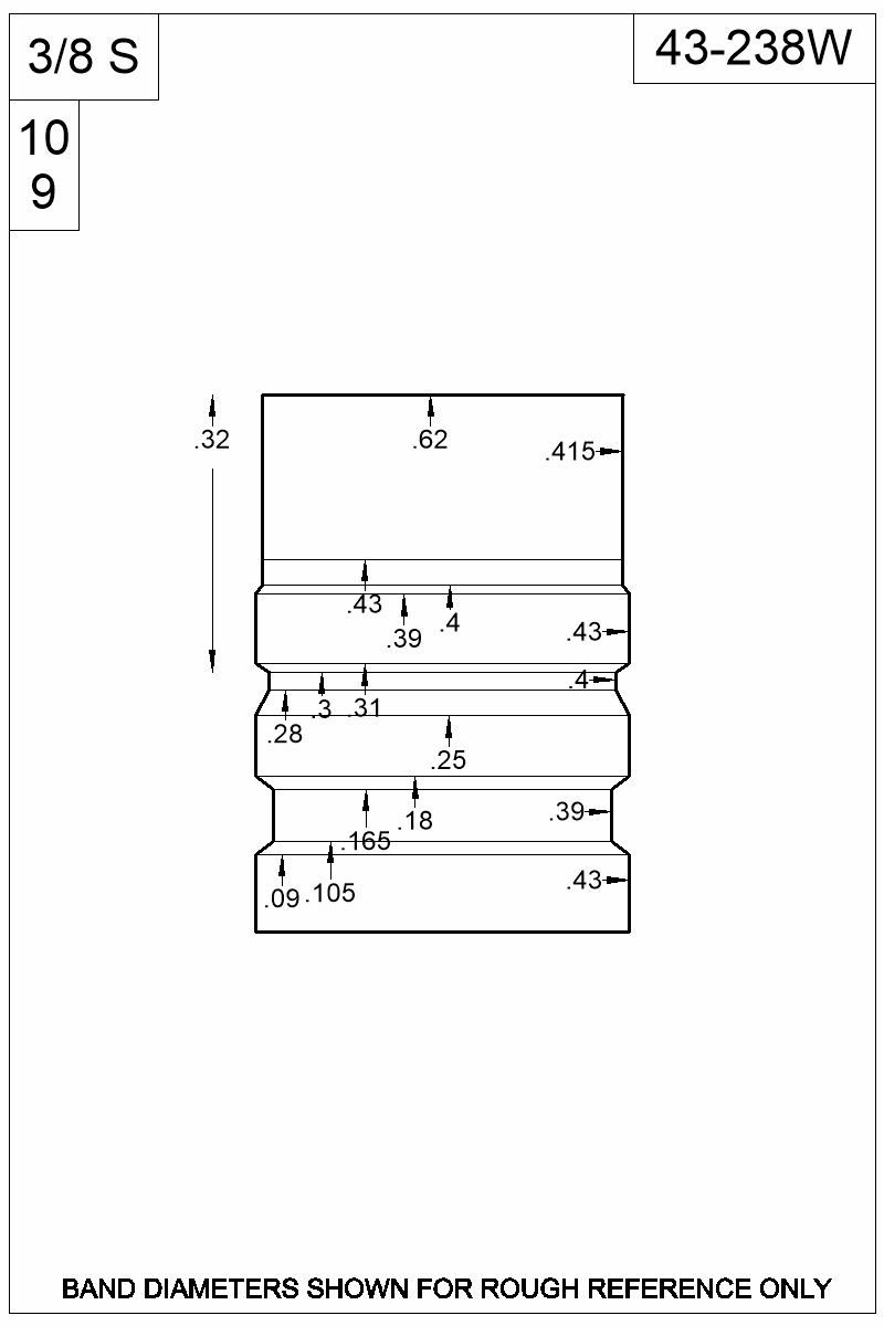 Dimensioned view of bullet 43-238W