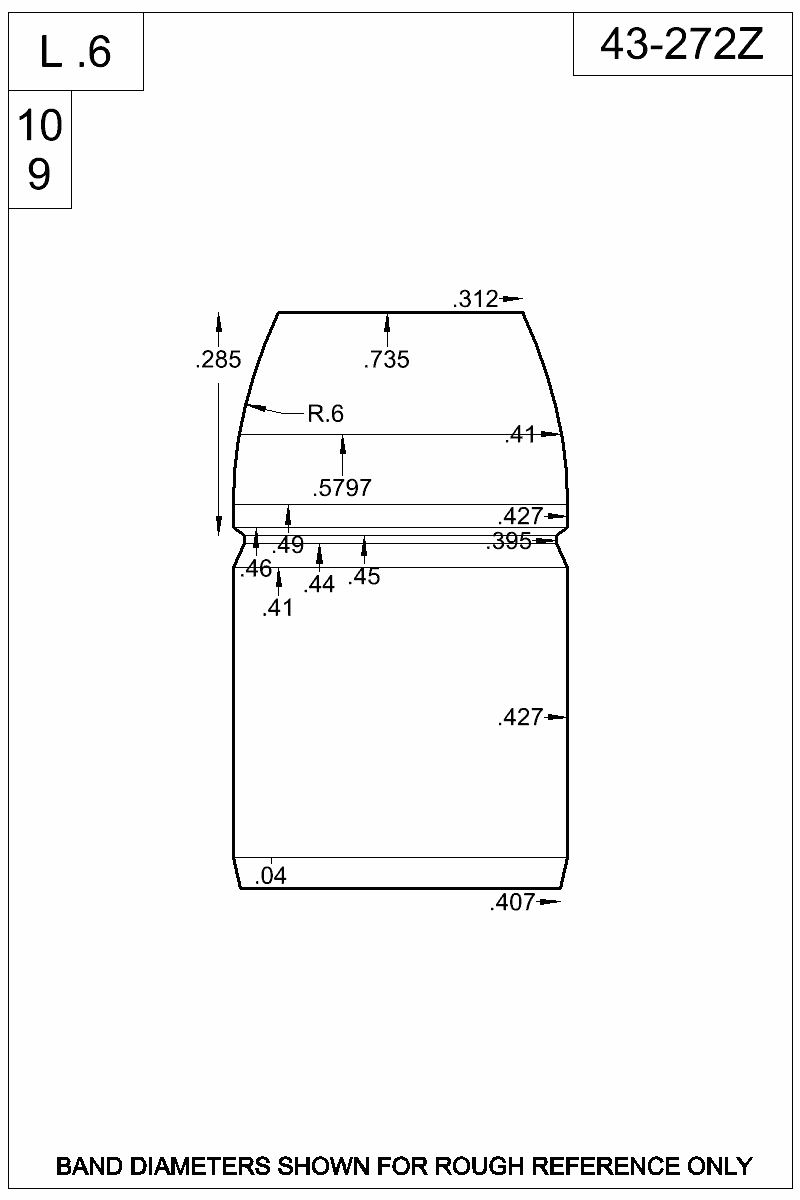 Dimensioned view of bullet 43-272Z