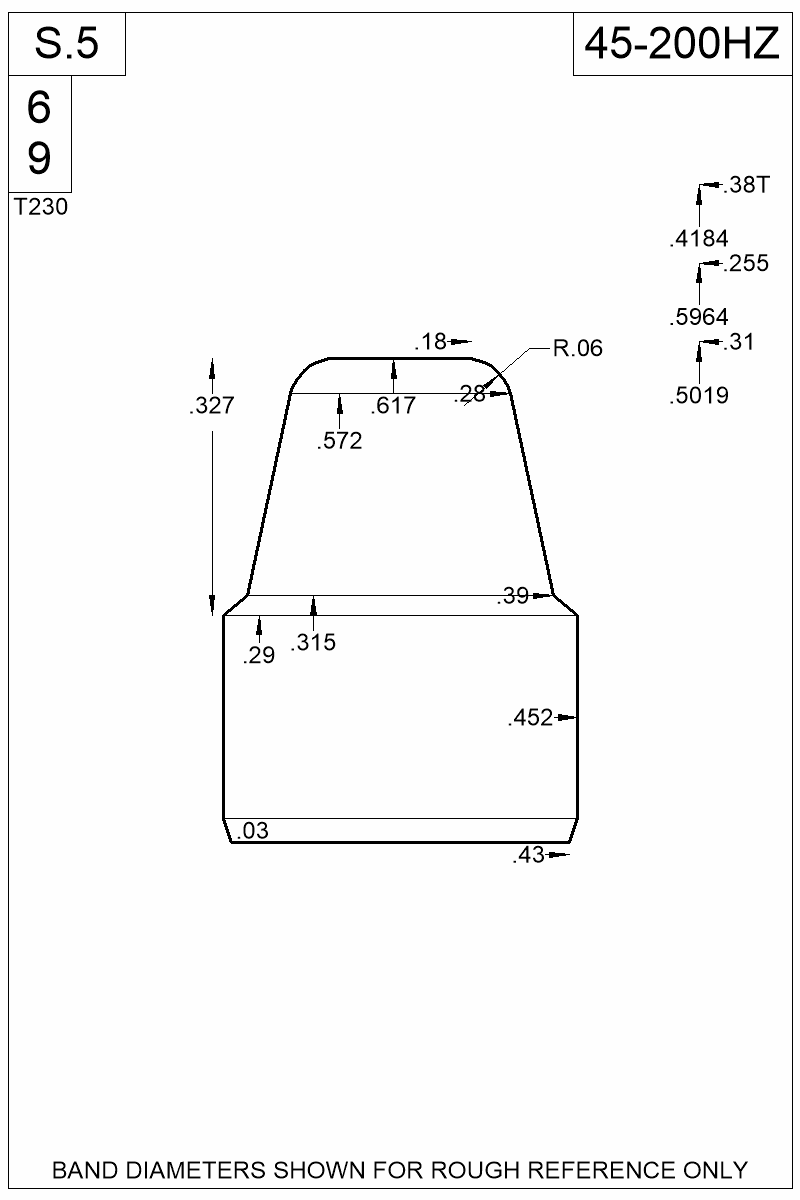 Dimensioned view of bullet 45-200HZ