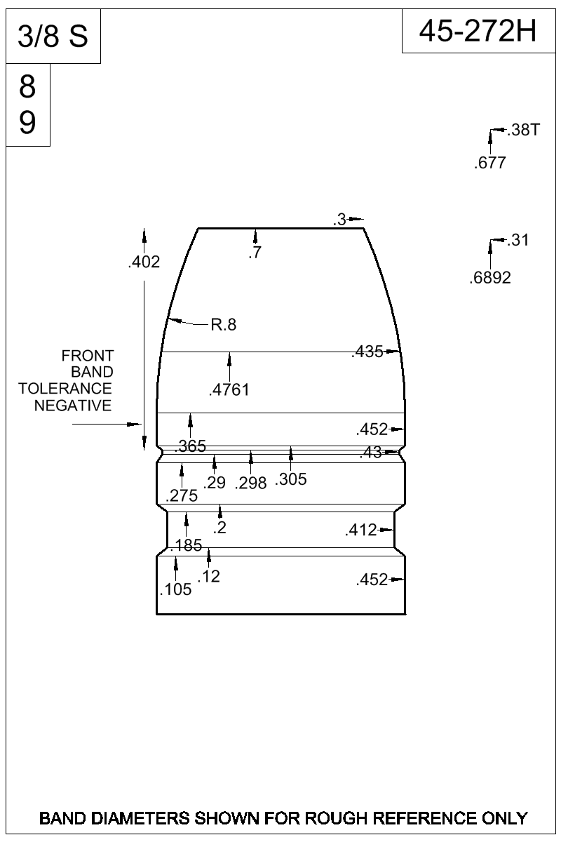 Dimensioned view of bullet 45-272H