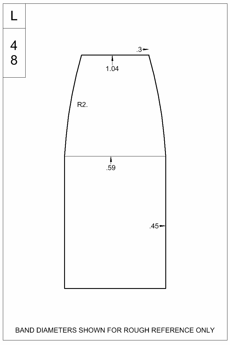 Dimensioned view of bullet 45-400Q