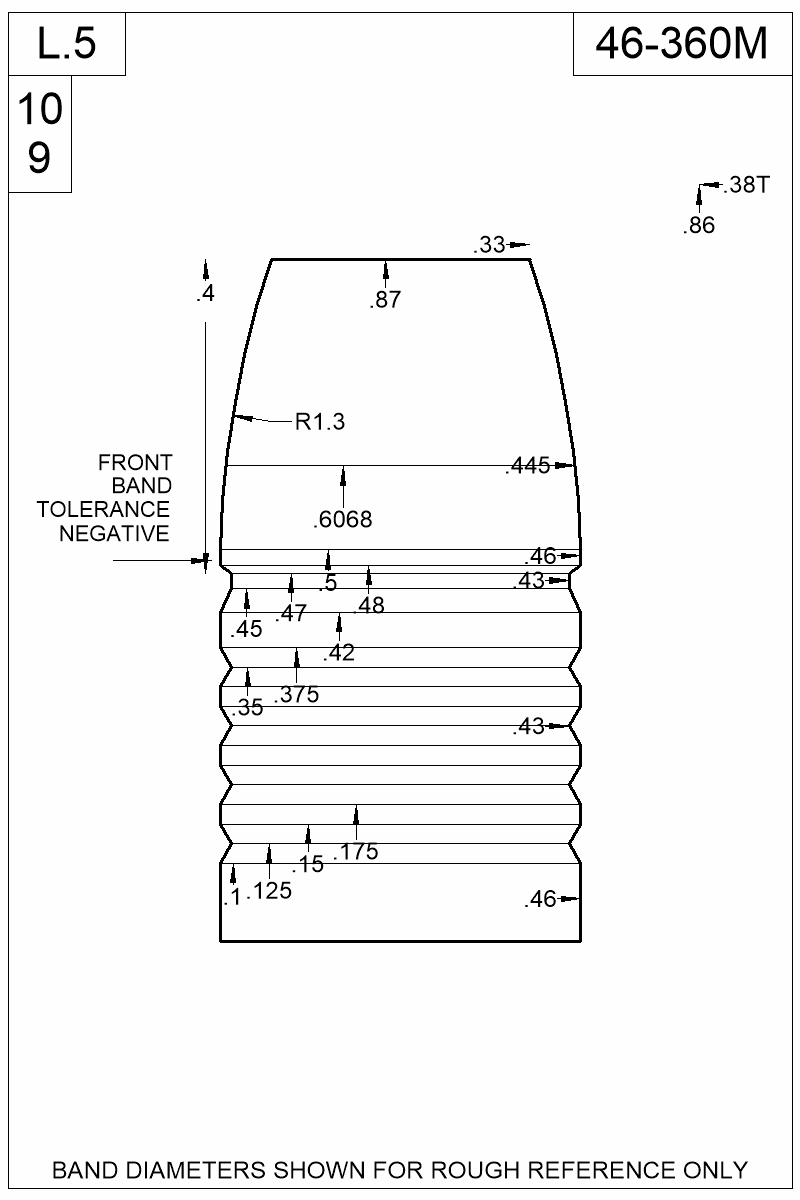 Dimensioned view of bullet 46-360M