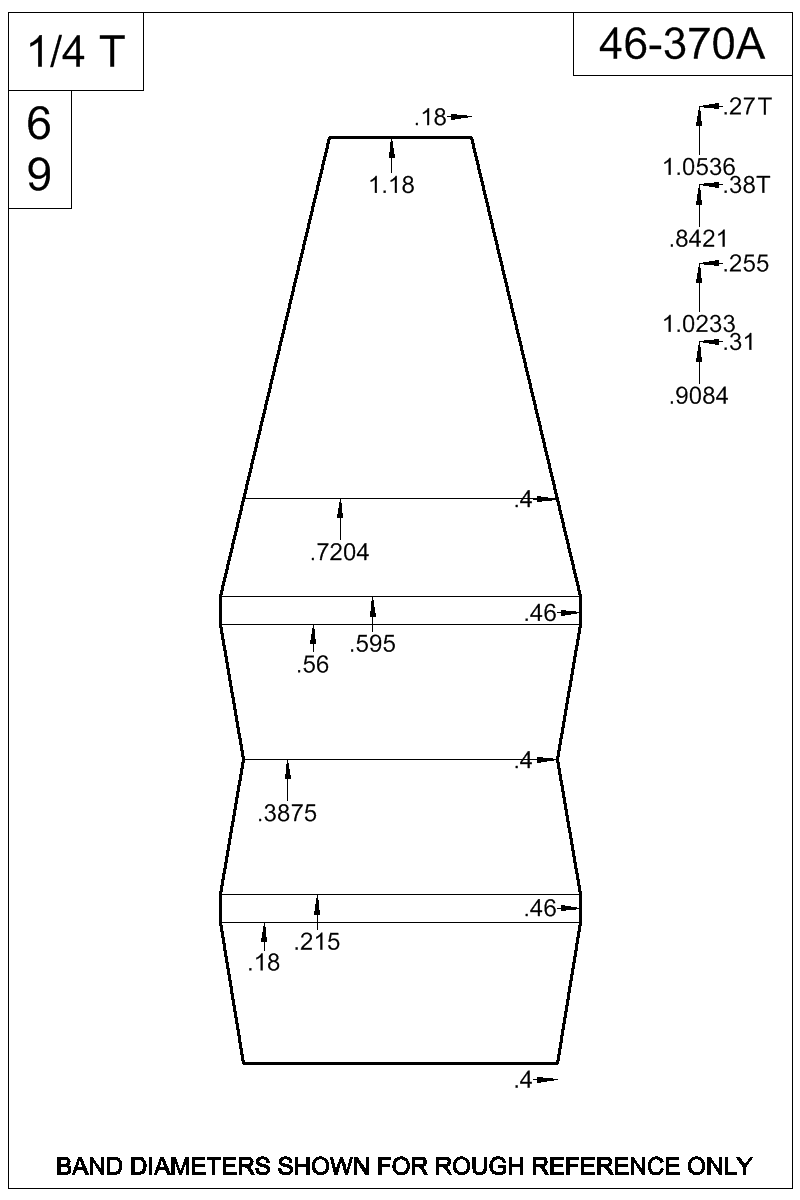 Dimensioned view of bullet 46-370A