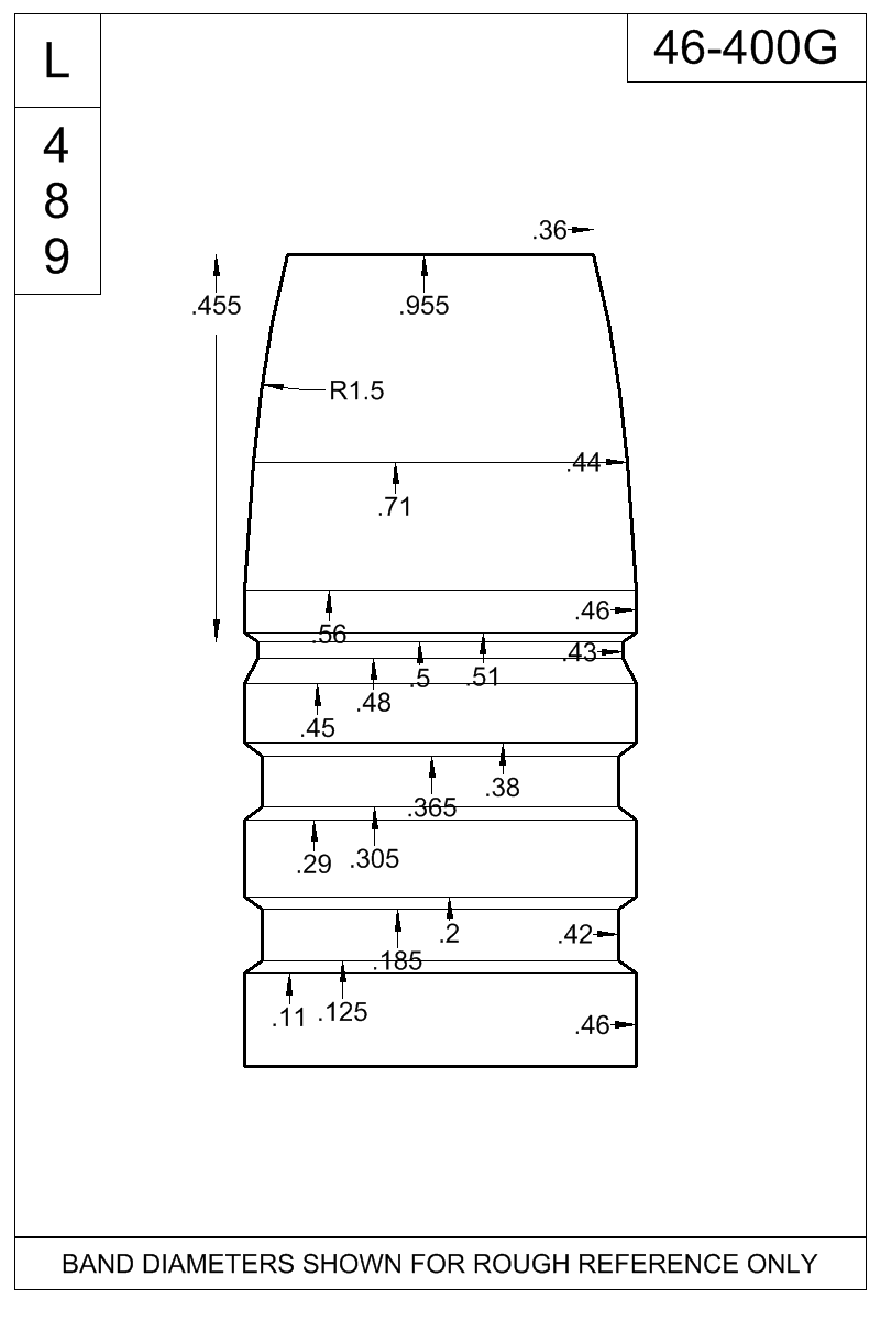 Dimensioned view of bullet 46-400G