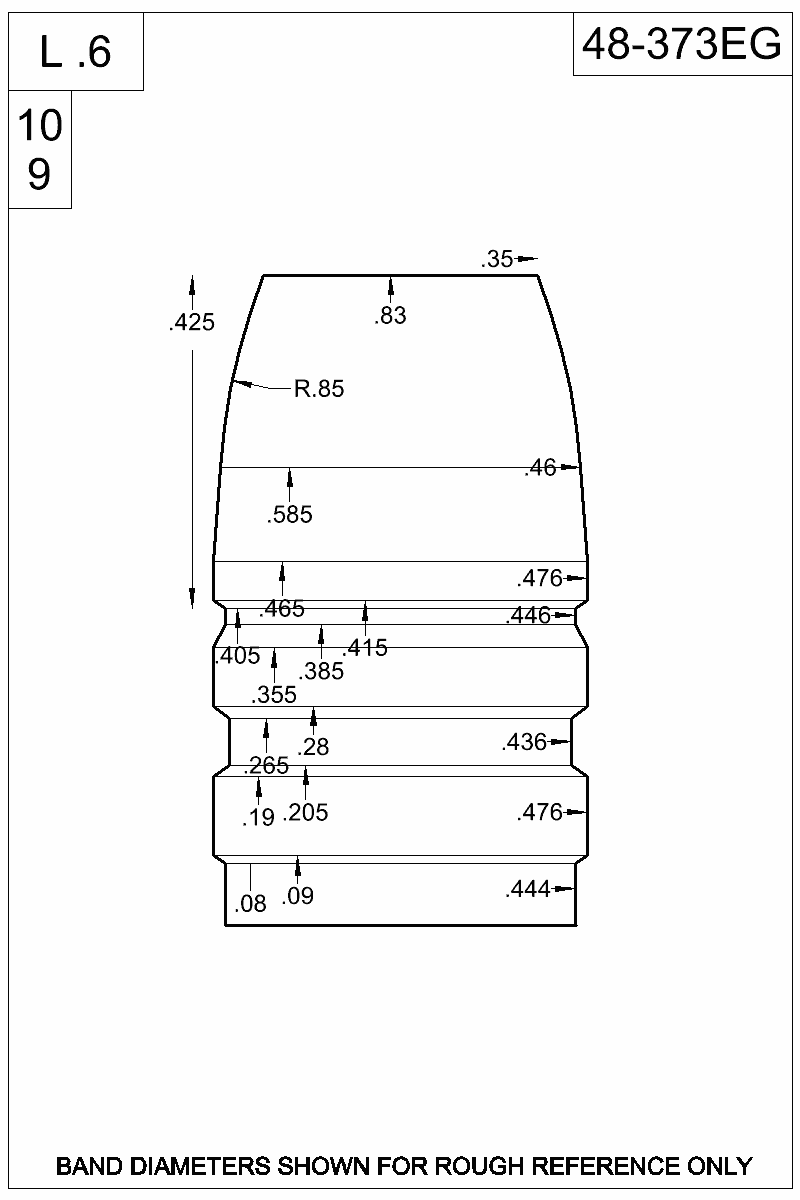 Dimensioned view of bullet 48-373EG
