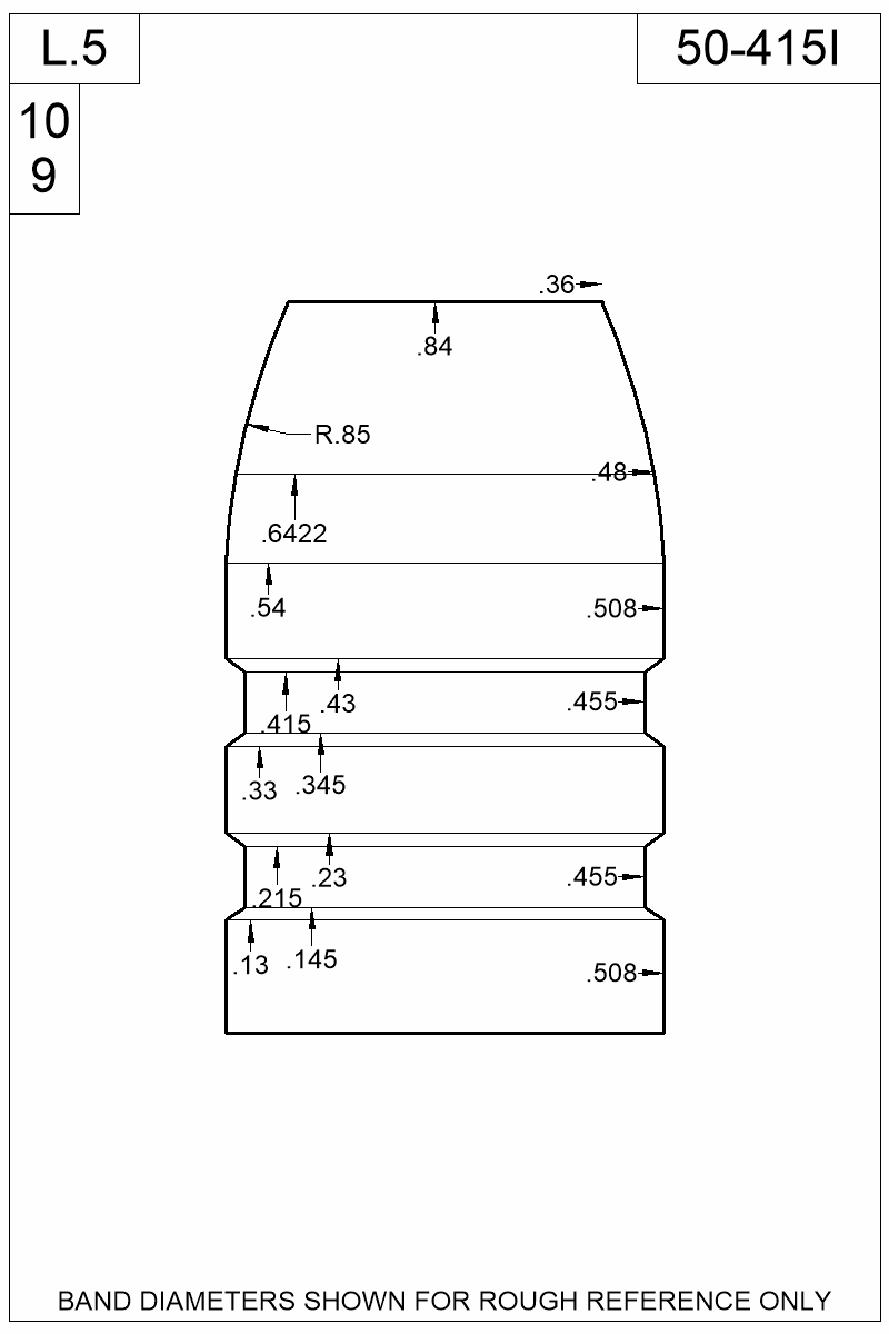 Dimensioned view of bullet 50-415I
