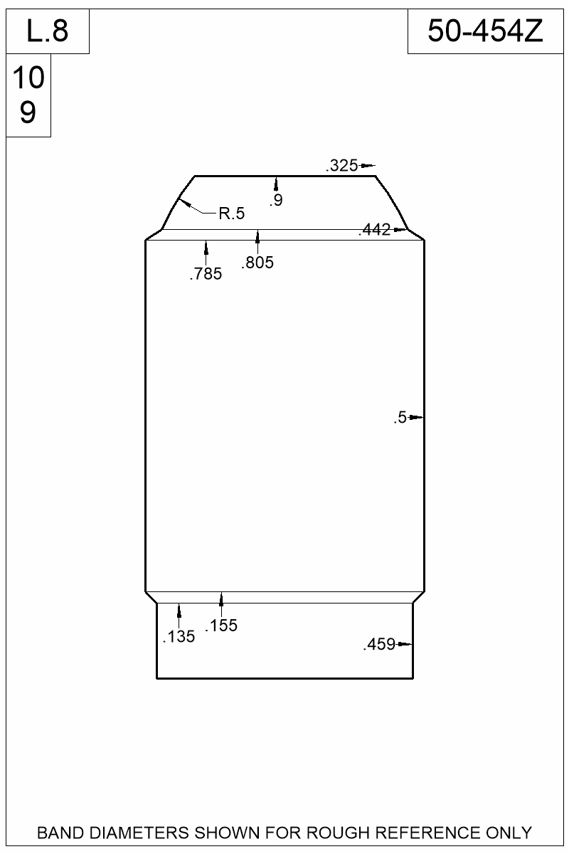 Dimensioned view of bullet 50-454Z