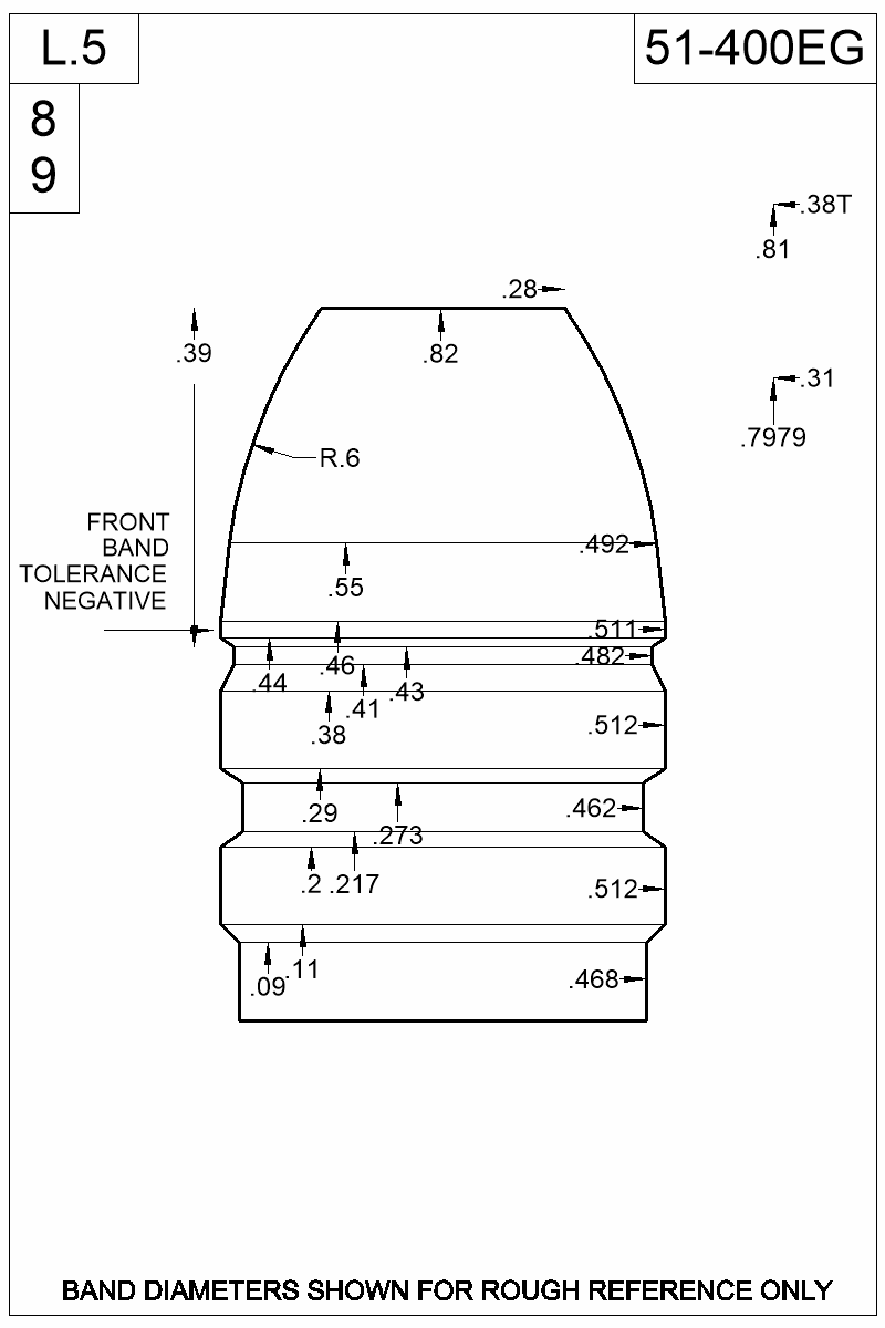Dimensioned view of bullet 51-400EG