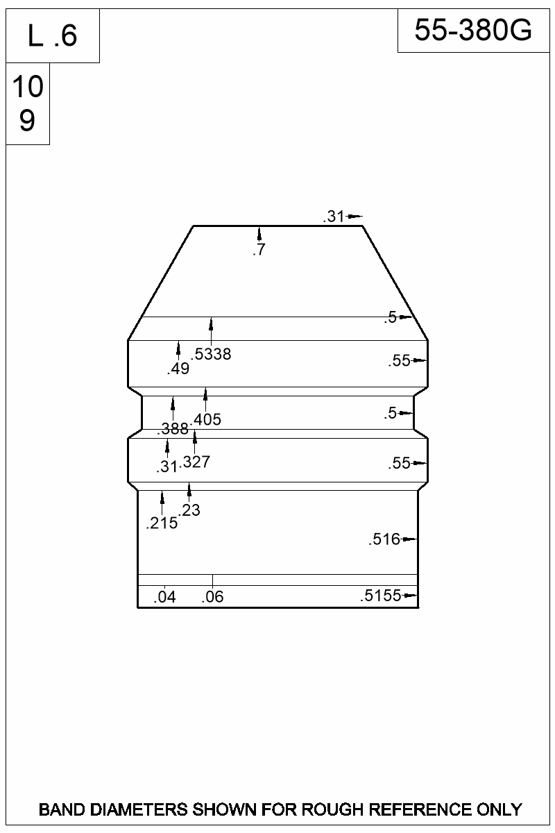 Dimensioned view of bullet 55-380G