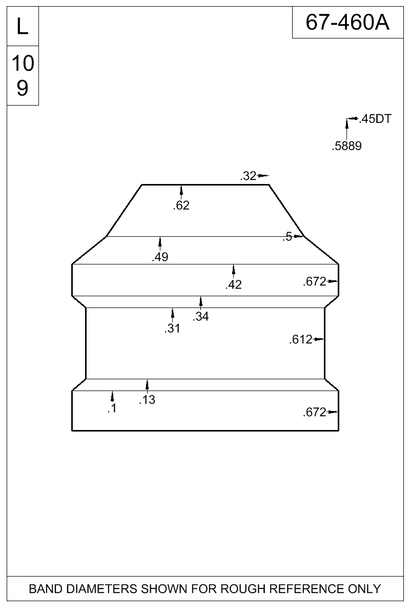 Dimensioned view of bullet 67-460A