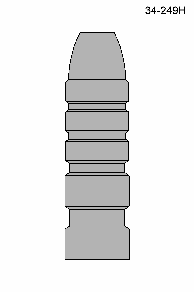 Accurate Molds catalog #34-249H Filled view of bullet 34-249H