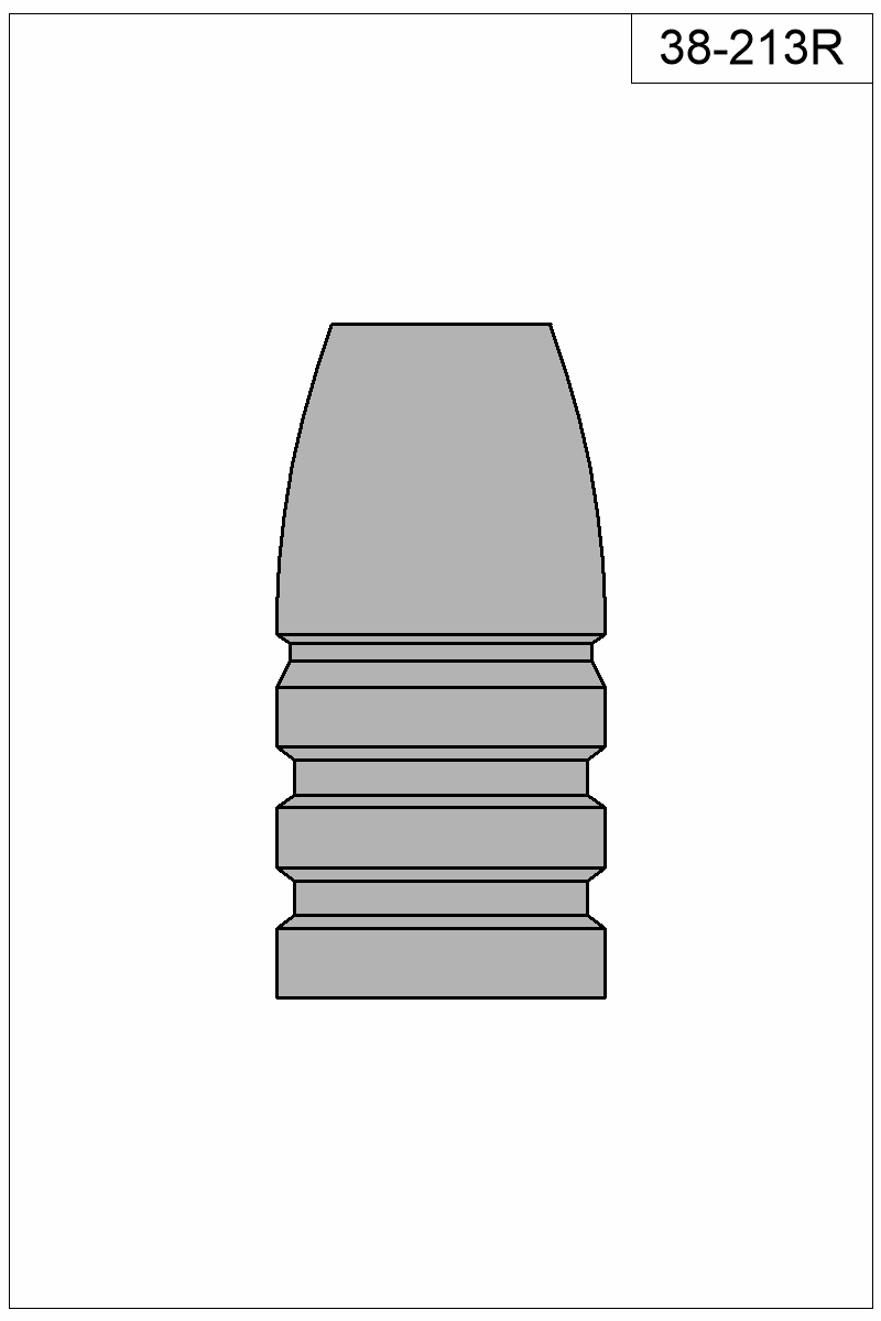 Accurate Molds catalog #38-213R Filled view of bullet 38-213R