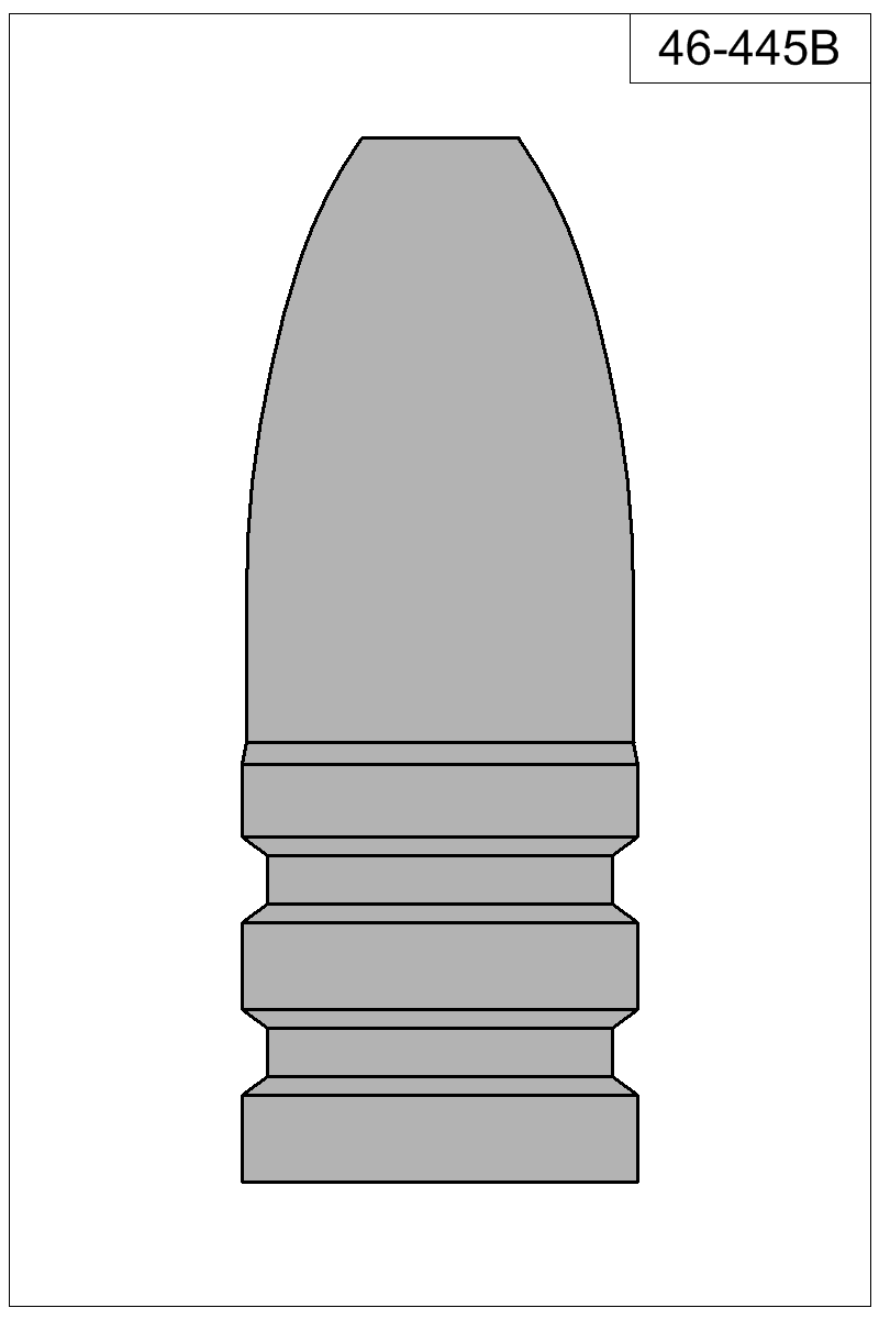 Accurate Molds catalog #46-445B Filled view of bullet 46-445B