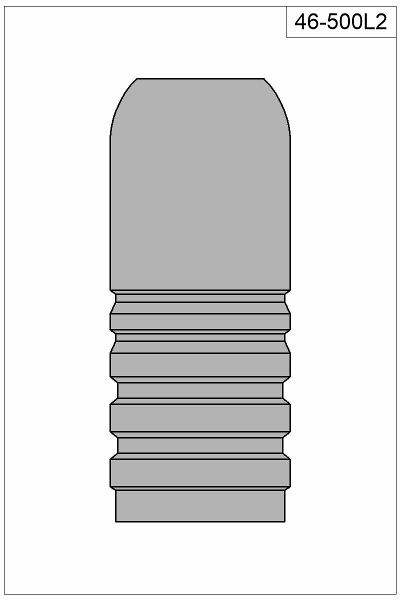 Accurate Molds catalog #46-500L2 Filled view of bullet 46-500L2