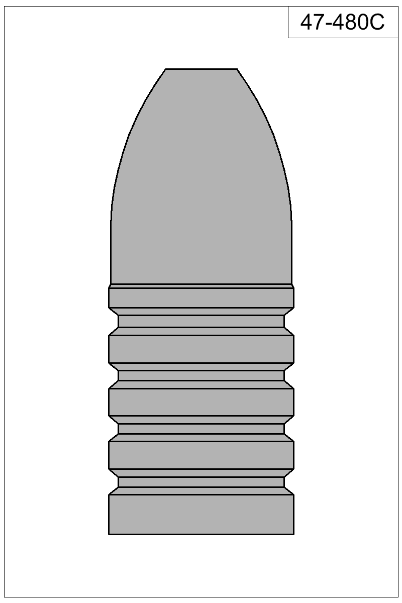 Accurate Molds catalog #47-480C Filled view of bullet 47-480C
