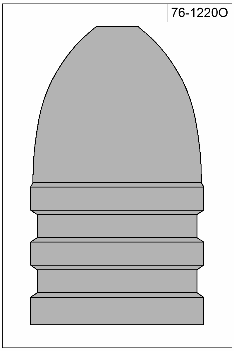 Accurate Molds catalog #76-1220O Filled view of bullet 76-1220O