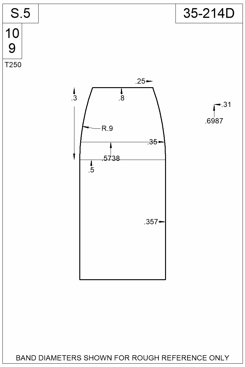 Dimensioned view of bullet 35-214D