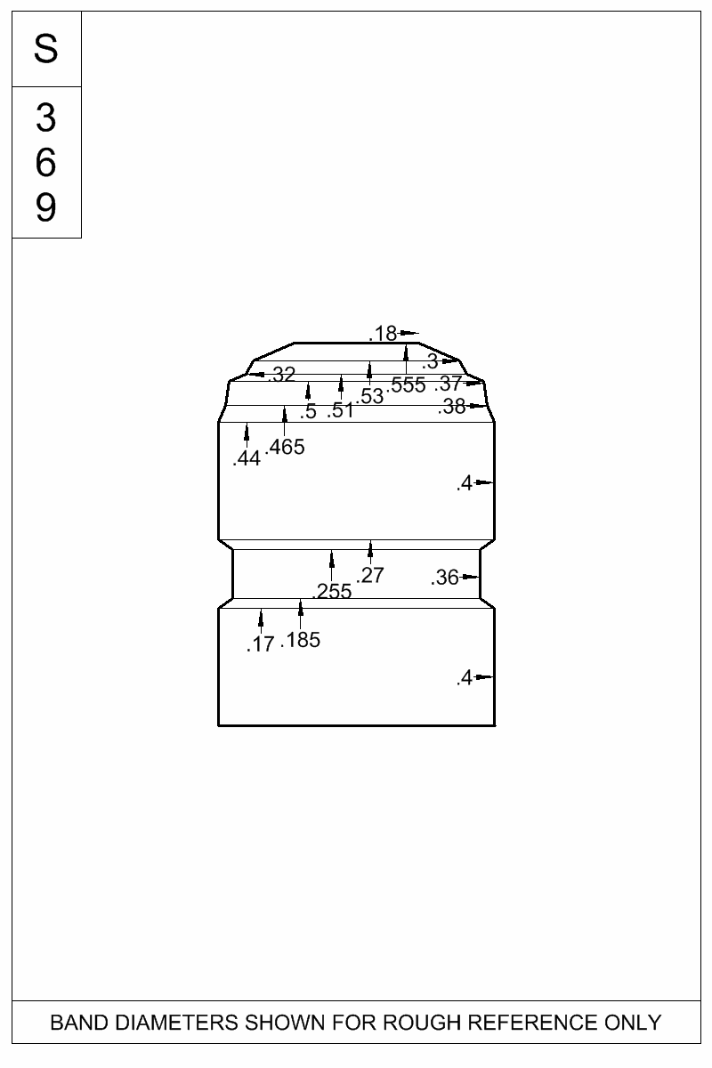 Dimensioned view of bullet 40-180W