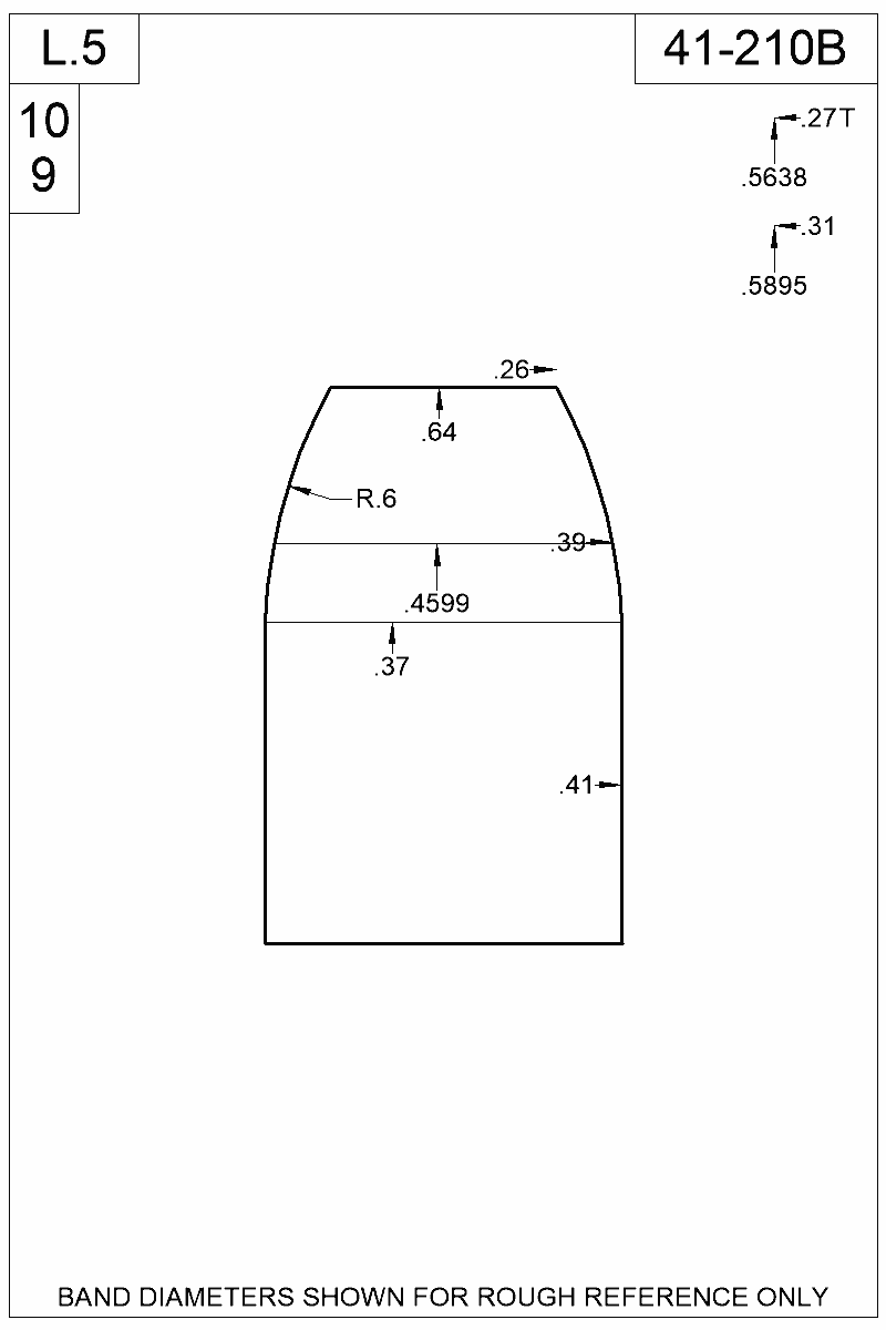 Dimensioned view of bullet 41-210B