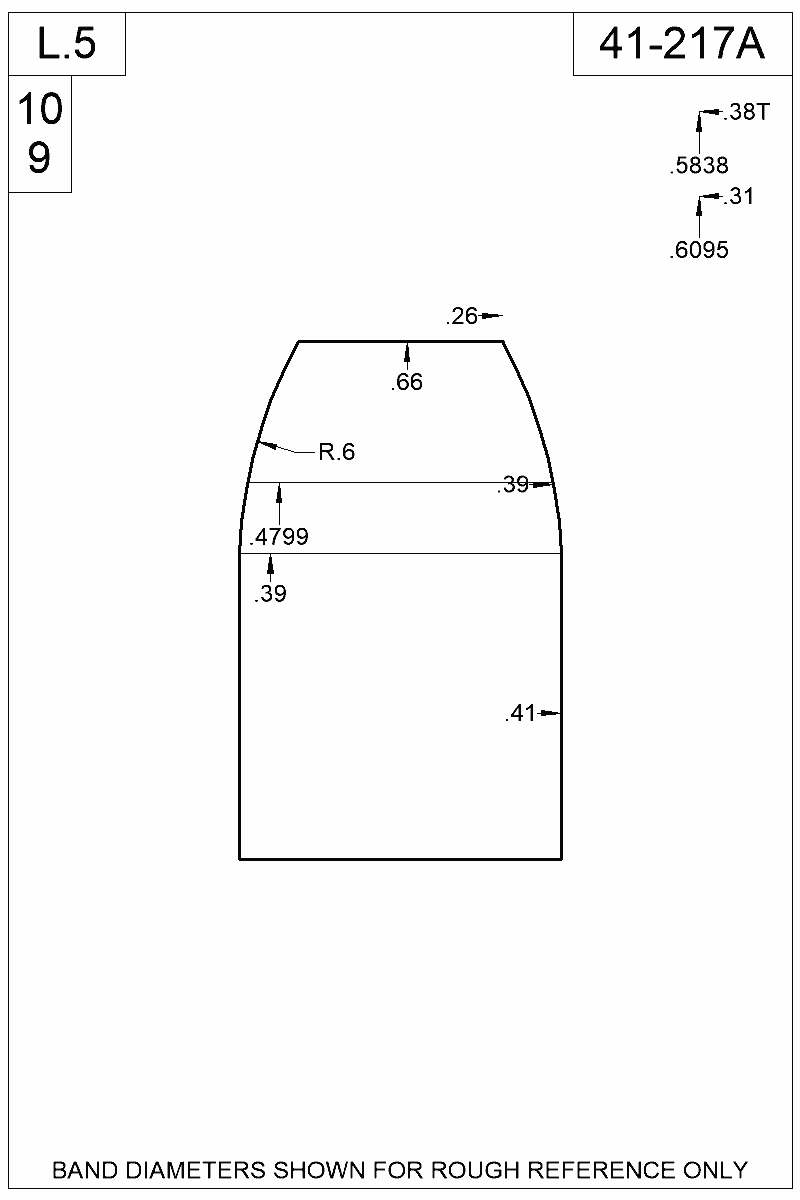 Dimensioned view of bullet 41-217A
