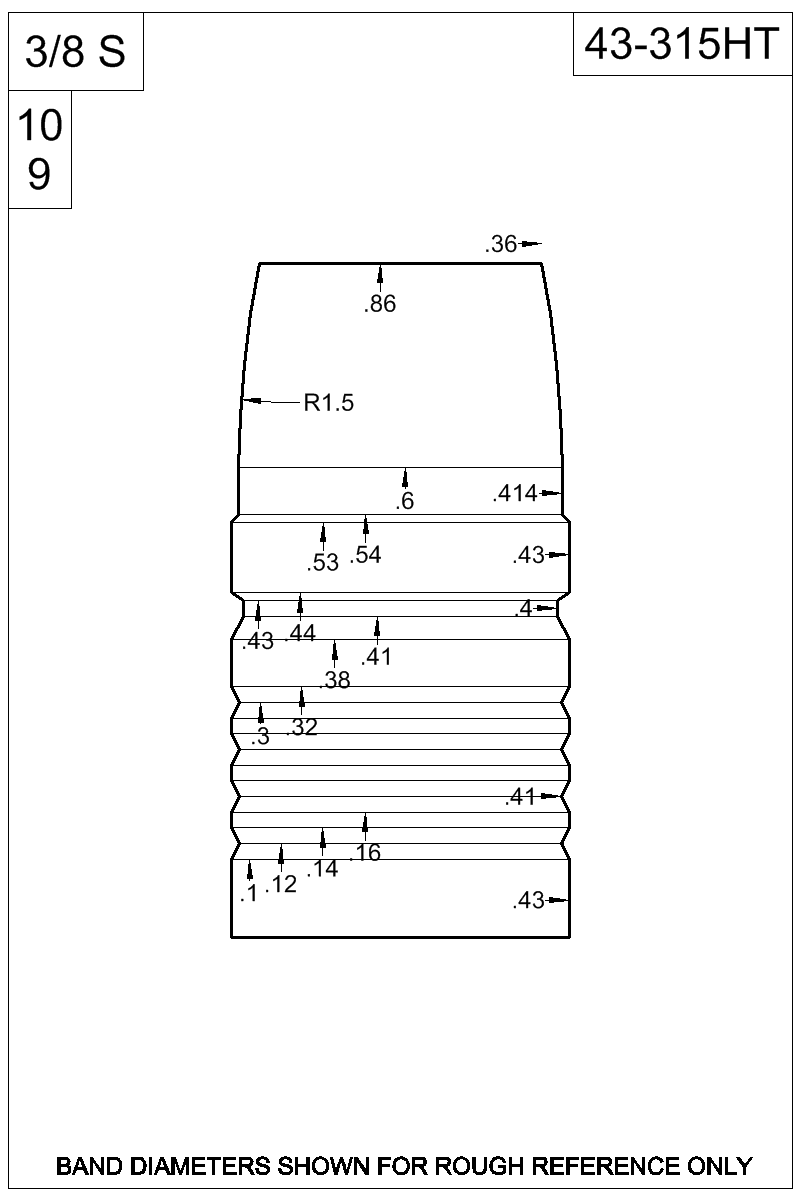 Dimensioned view of bullet 43-315HT