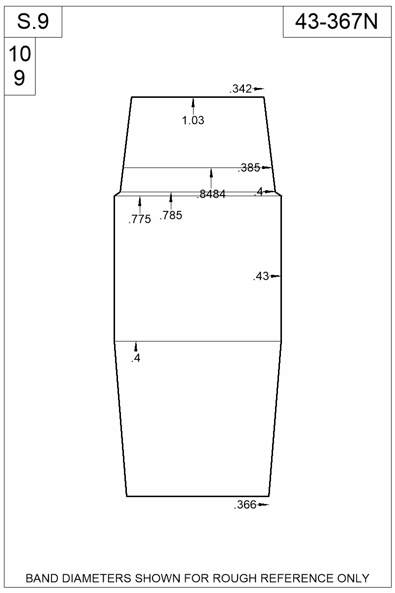 Dimensioned view of bullet 43-367N