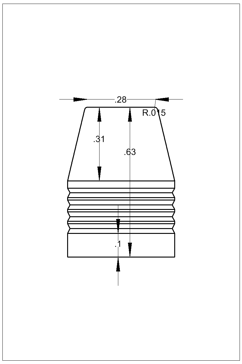 Dimensioned view of bullet 45-230ET