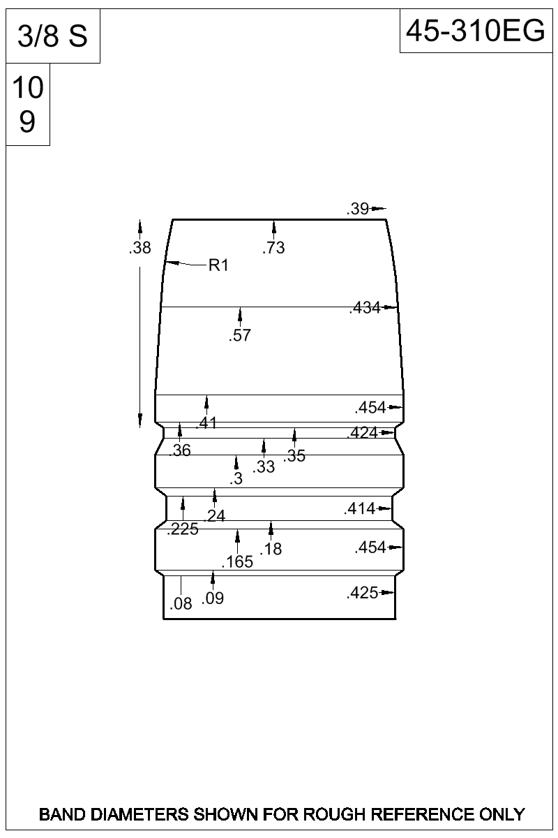 Dimensioned view of bullet 45-310EG