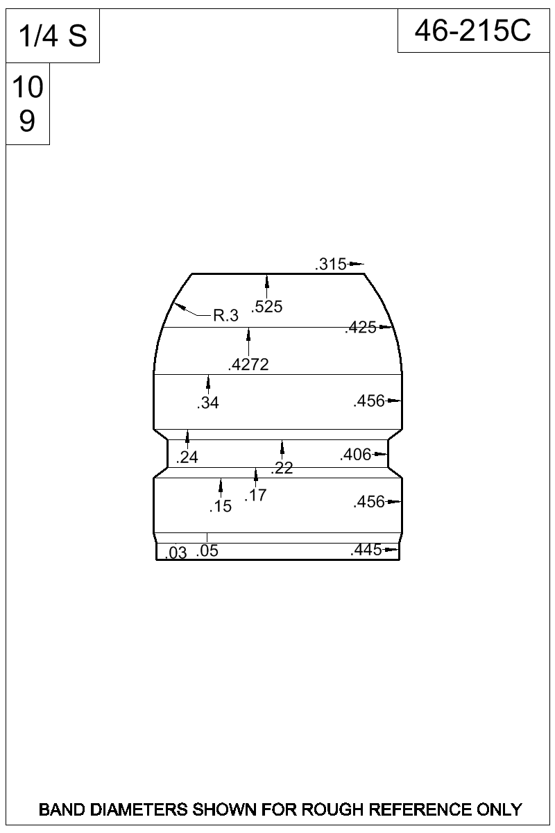 Dimensioned view of bullet 46-215C