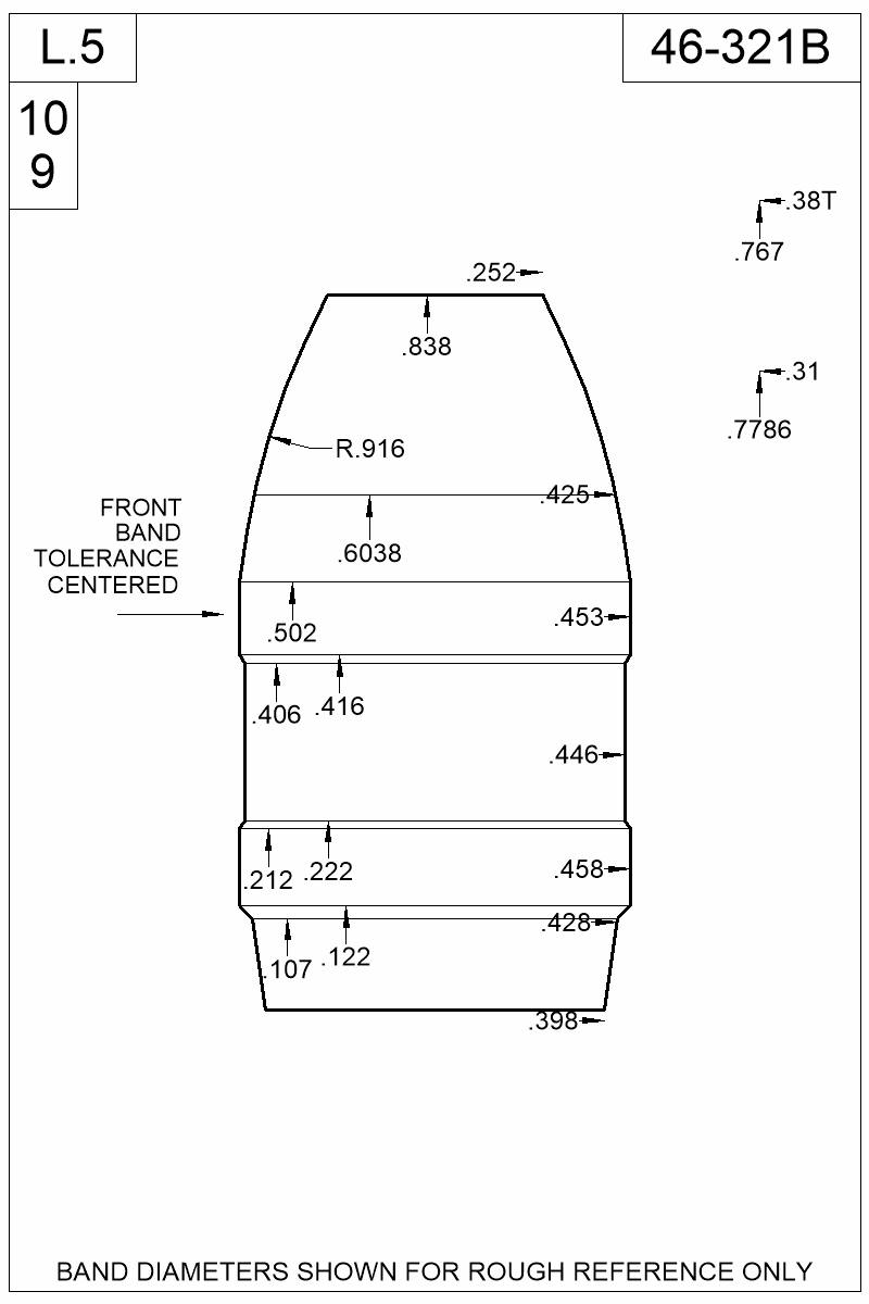 Dimensioned view of bullet 46-321B