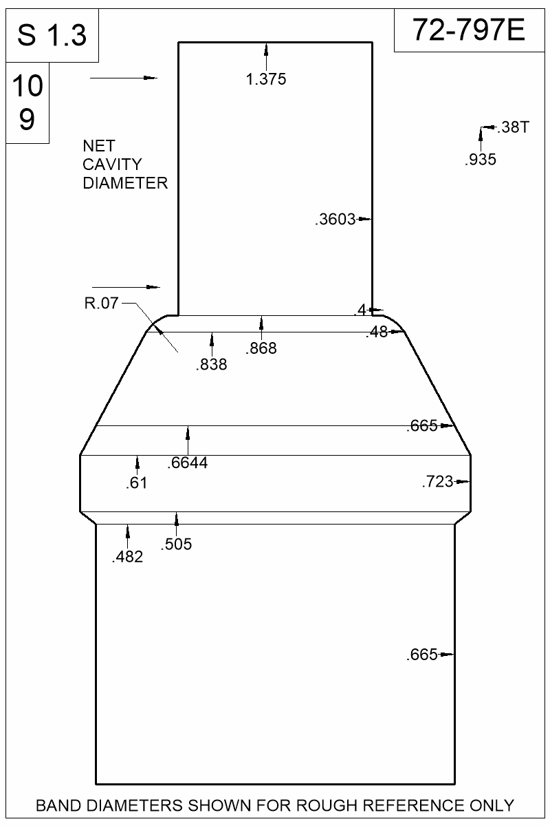 Dimensioned view of bullet 72-797E