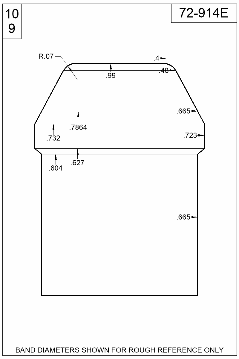 Dimensioned view of bullet 72-914E